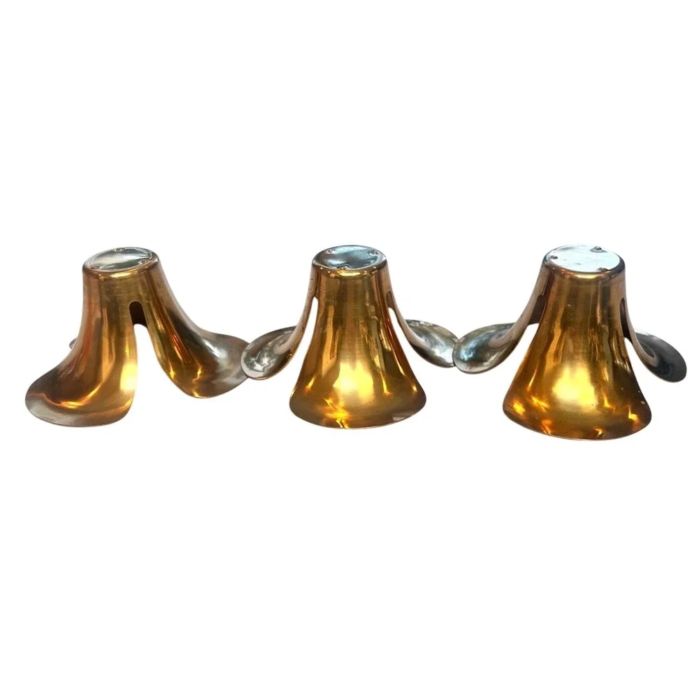 IKEA Stockholm Gold Flower TeaLight Candle Holders Set of 3 Monica Forster Brass